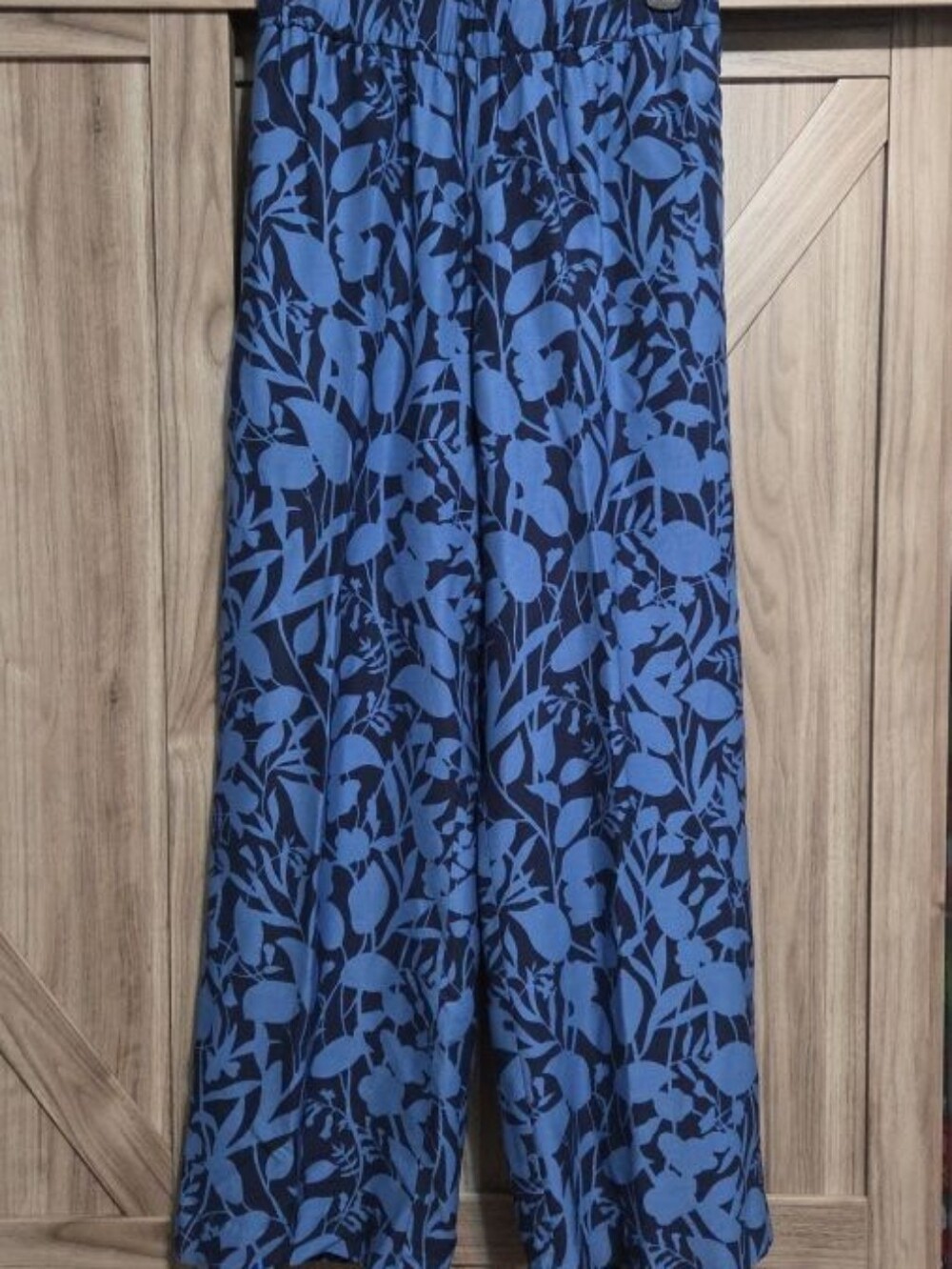 Blue Floral Wide-Leg Pants